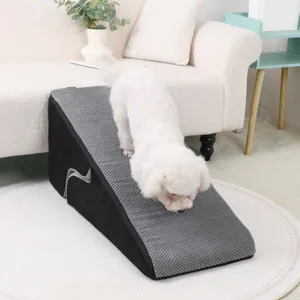 Pet ramp for dogs, non-slip grey slope stairs for small pets to reach couch and bed easily.