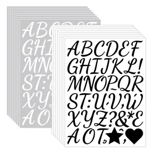 Adesivi con Lettere Scritte a Mano 1 Pollice Vinile Impermeabile Nero Bianco Alfabeto Numero Decalcomanie per Diari Fai-da-te