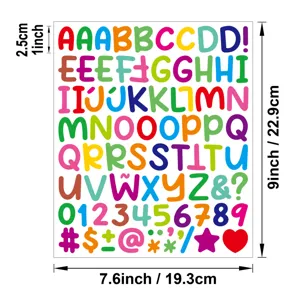 1 Pulgada Adhesivos Coloridos De Letras Y Numeros De Dibujos Animados Bricolaje
