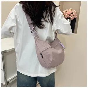Sac bandoulière décontracté en nylon uni pour femmes, sac fourre-tout tendance chic.