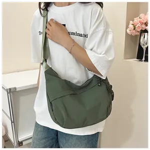 Sac bandoulière décontracté en nylon unicolore pour femmes, sac fourre-tout tendance.