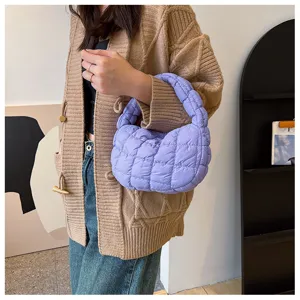 Sac à main matelassé femme élégant léger violet sac hobo décontracté mode quotidienne