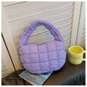 Sac à main matelassé violet pour femme sac bandoulière décontracté tendance style coréen