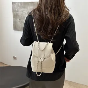 Sac à dos mini tendance coréenne avec chaîne pour femme élégant sac d'épaule en cuir