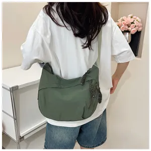 Sac bandoulière minimaliste uni en nylon pour femme sac fourre-tout tendance pour usage quotidien