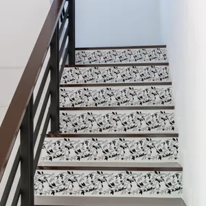 Pegatinas florales para contrahuella de escalera pegatinas de pared de vid para decoración del hogar.
