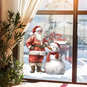 Christmas window stickers static decals Santa Claus snowman holiday home decor glass decoration