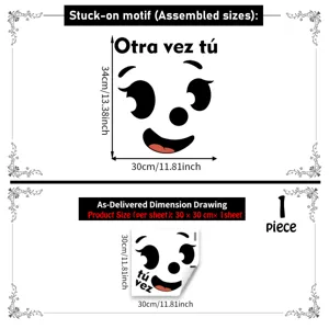 Spanish cute smiley face toilet sticker self-adhesive wall sticker detail and size guide view