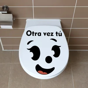Spanish cute smiling face toilet sticker self-adhesive wall decal for home decor
