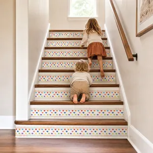 Pegatinas de escalera de corazón colorido vinilo removible decoración de pared para el hogar