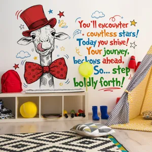 English quote giraffe wall sticker for kids bedroom decor, self adhesive vinyl wall mural.