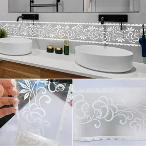 White Floral Lace Border Wall Sticker Modern PVC Waterproof Waistline Tile Decorative Decal Roll For Bathroom Kitchen Window Glass Home Decor