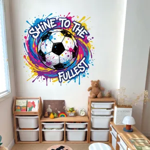 Sticker Mural Tendance Graffiti Football PVC Autocollant Éclaboussure de Couleur Fresque Murale de Football Pour Chambre d'Enfant Salon Décoration M18150