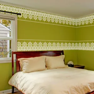 White floral lace border wall sticker for home decor, DIY cuttable sticker for walls and tiles.