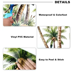Stickers muraux palmier en PVC imperméable, décoration tropicale facile à peler et coller.