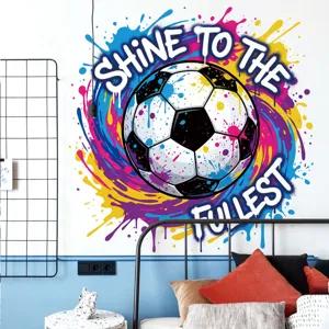 Sticker mural de football graffiti tendance, decalcomanie art sportif pour chambre