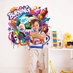 Autocollant mural de football graffiti, sticker en vinyle pour decoration de chambre d'enfant.
