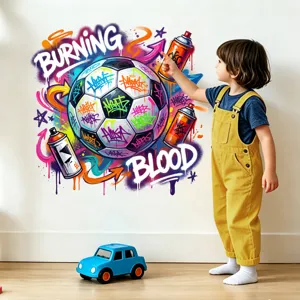 Stickers muraux graffiti football pour chambre d'enfant salon décoration murale adhésive.