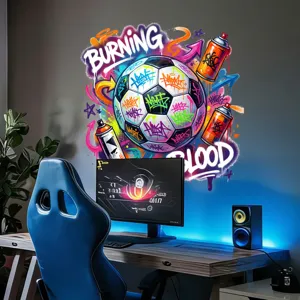 Sticker mural football graffiti deco chambre garcon salle de jeux autocollant vinyle art