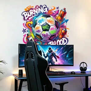 Autocollant mural de football graffiti pour salon chambre, sticker mural en vinyle.