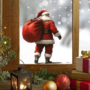 Christmas Santa Claus window sticker festive static glass decal holiday home room decor