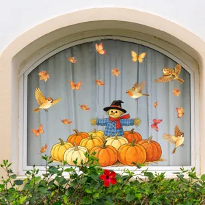 Herbst Kürbis Ernte Fensteraufkleber statische Glasaufkleber für Schaufenster Dekoration