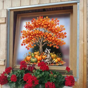 Herbst Kürbis Fensteraufkleber statische doppelseitige Glasdekoration für Erntezeit.