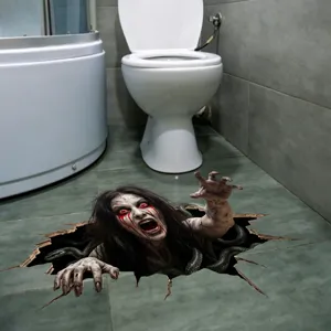 Halloween 3D broken floor sticker horror ghost zombie creepy removable PVC home decor detail