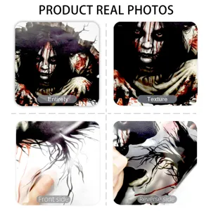 Halloween realistic ghost wall sticker, scary 3D broken wall design, home holiday decor.