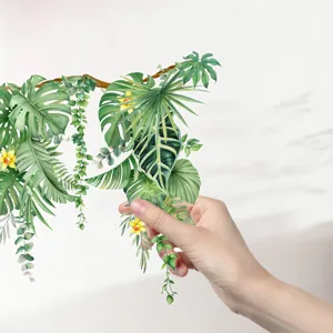 Autocollant sticker mural plante verte tropicale aquarelle décoration salon chambre