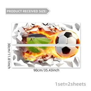 3D soccer wall sticker breaking wall design football removable vinyl wall decor for boys room