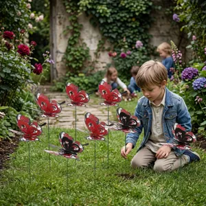 Outdoor Halloween butterfly stakes for garden decoration, yard lawn simulation ornament.