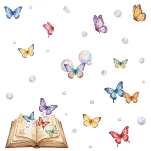Adhesivo de pared de mariposa de acuarela, pegatinas decorativas autoadhesivas para salón.
