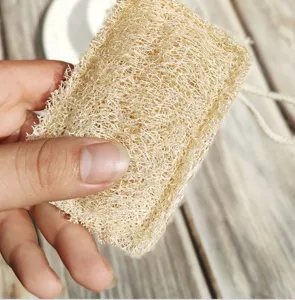Detailansicht der Naturfasern von Luffa Schwamm fuer umweltfreundliche Kuechenreinigung.