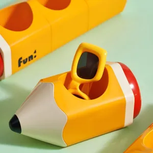 Porte-stylo en plastique en forme de crayon mignon, grand organisateur de papeterie pour bureau.