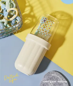 Detailed view of portable travel toothbrush cup, compact storage case for outdoor trips.
