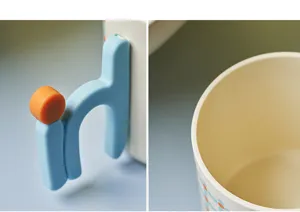 Kreativer farbiger Mundspülbecher mit einzigartigem Griff und niedlichem Punktemuster Design.