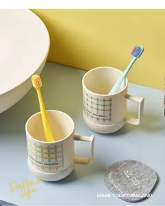 Bicchiere portaspazzolino in plastica con motivo a griglia, semplice porta spazzolini per la casa.