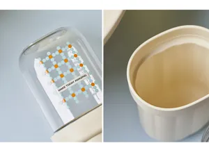 Close-up detail shot of the portable travel toothbrush cup, showing the clear dot pattern.