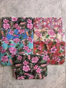 Casual floral canvas tote bag large capacity shoulder handbag with tropical print design