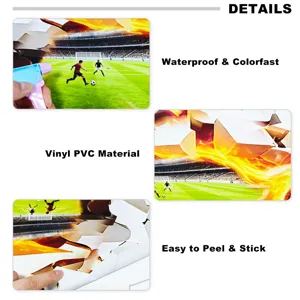 3D Soccer Wall Sticker Waterproof Vinyl PVC Decal Easy Peel Stick Football Room Decor Art