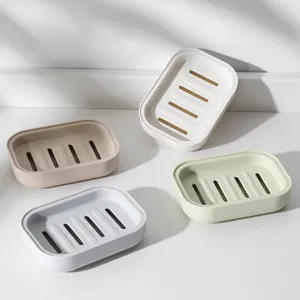 Japanisch Minimalistisch Verdickt Plastik Abtropfend Seifendose Doppelt Schicht Quadratisch Seifenhalter Schale für Bad Heim Küche