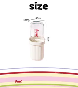 Portable travel toothbrush cup detail view showing precise dimensions and compact design.