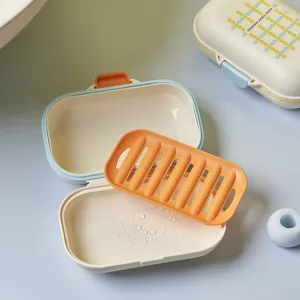 Portasapone portatile con coperchio, scatola portasapone di scarico a ribalta per dormitorio.