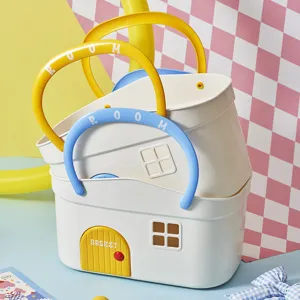 Cesto portaoggetti in plastica a forma di casa con manico, organizer per doccia.
