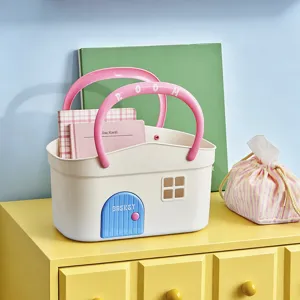 Cestino doccia carino in plastica a forma di casa per organizzazione bagno dormitorio.