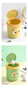 Mini cestino da scrivania con coperchio, simpatica pattumiera in plastica per ufficio e camera.