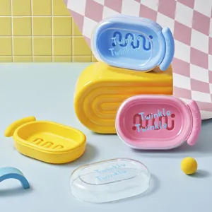 Portasapone in Plastica Stile Dopamina Con Coperchio Trasparente Supporto per Sapone a Doppio Strato Per Bagno Casa