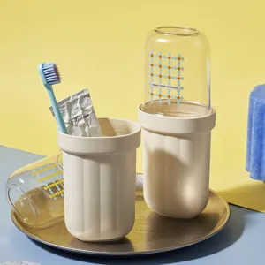 Portable travel toothbrush holder cup set, multifunctional portable mouthwash cup for daily use.