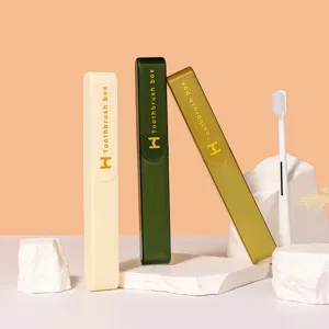 Estuche de Cepillo de Dientes de Viaje Portátil de Plástico Caja de Almacenamiento Soporte Antipolvo con Tapa para Baño y Viaje Diario